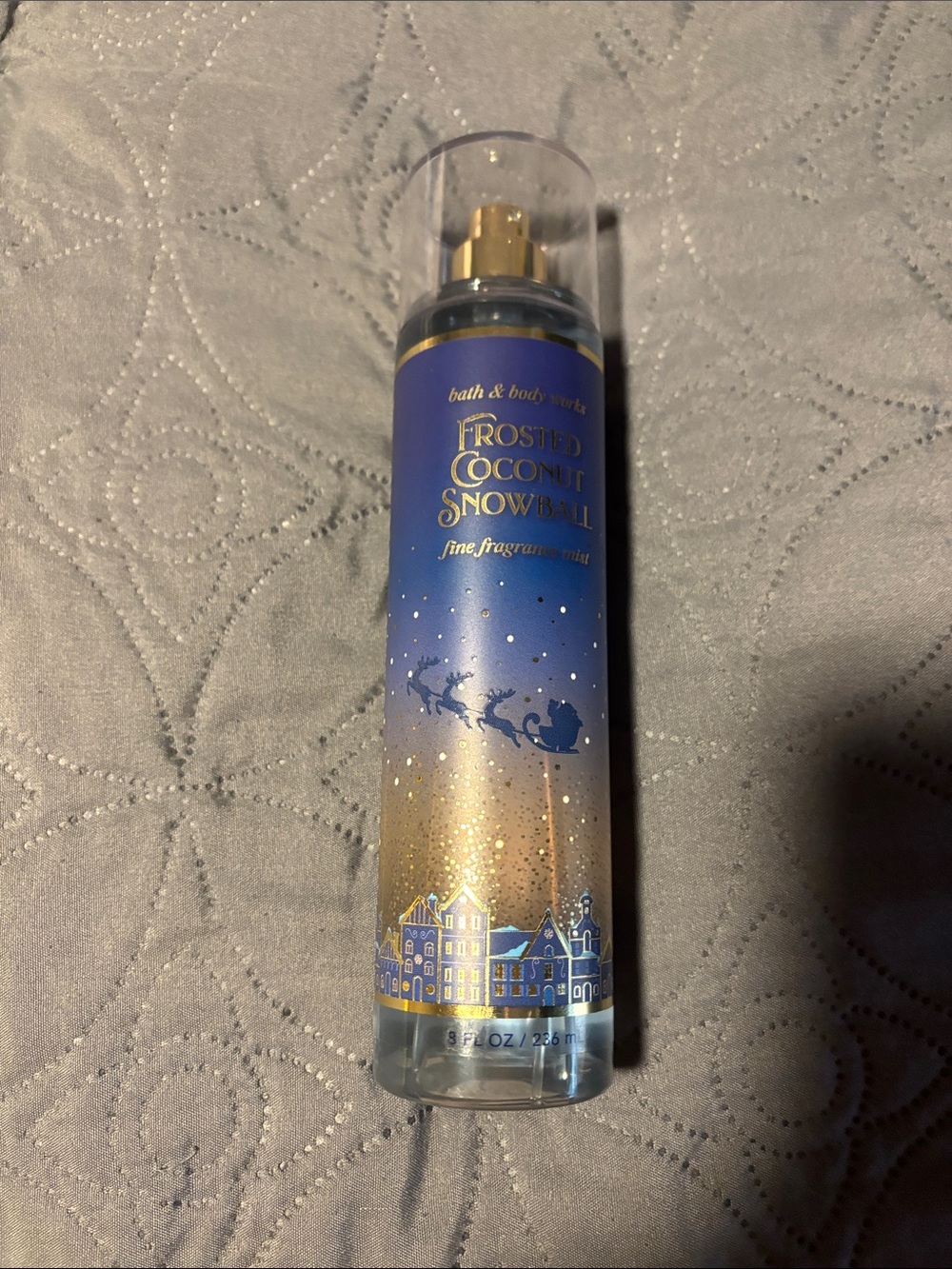 NEW Bath & Body Works Frosted Coconut Snowball Fine Fragrance Mist - Blue & Gold